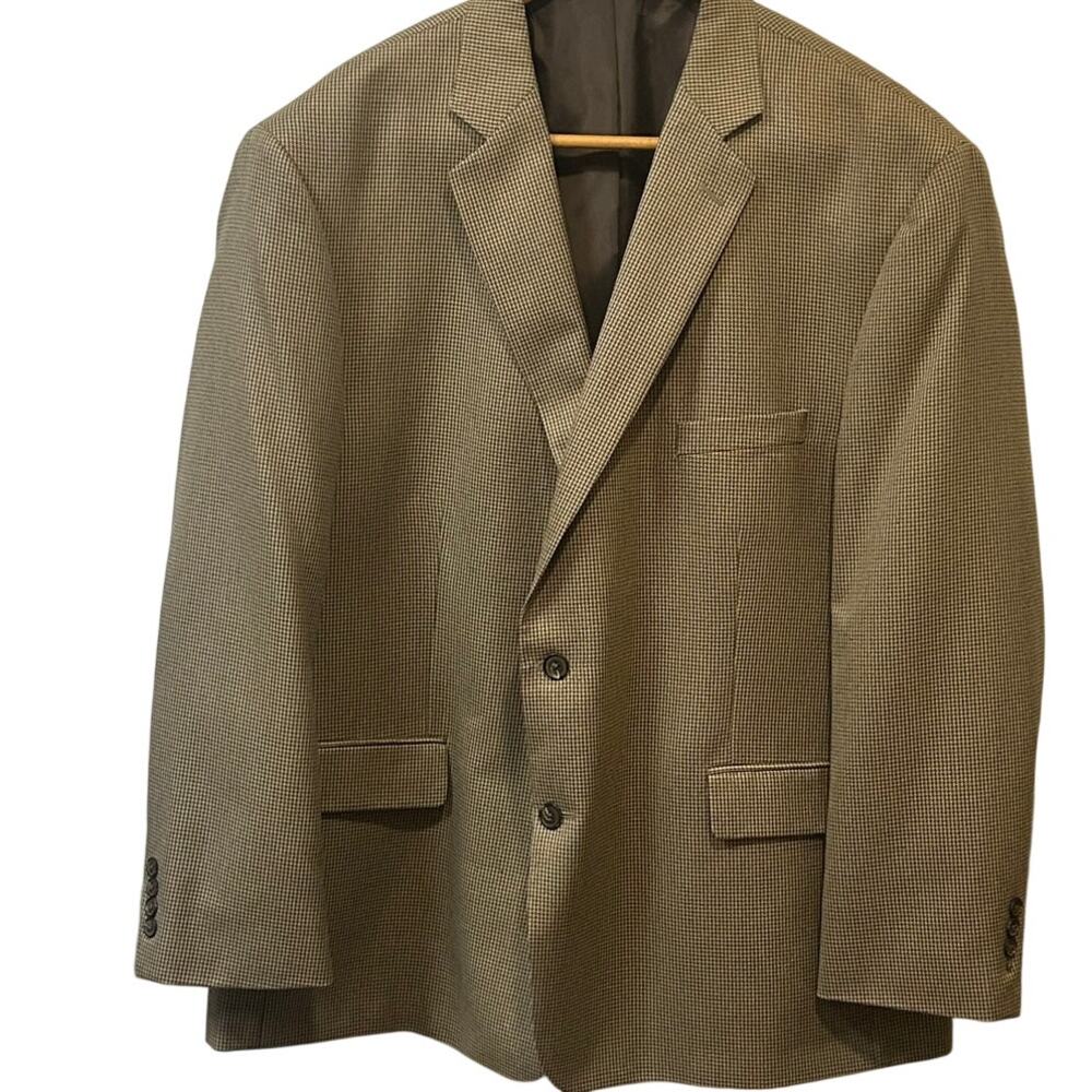 Stafford classic fit sport coat 2 button closure subtle houndstooth beige/brown